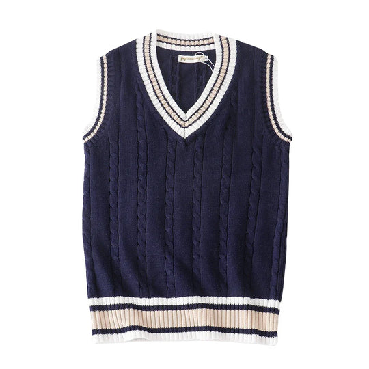 Tyrenis heren gebreid vest in retro preppy stijl